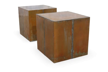 Brutalist Copper Cubes - Pair