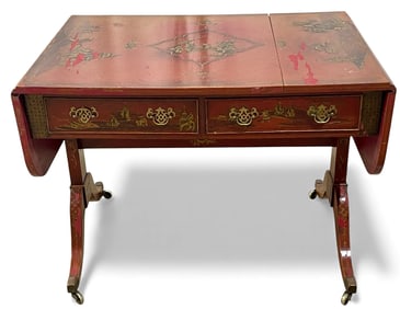 Chinoiserie Decorated Dropside Desk with Drawers