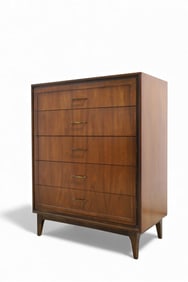 Mid Century Walnut  5 Drawer Tall Dresser