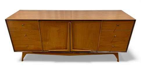Vladimir Kagan Style Walnut Long Dresser