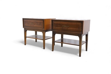 Mid Century Walnut Night Stands - Pair