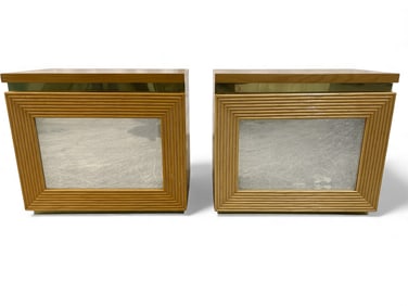Pair of Faux Bamboo Mirrored Nightstands