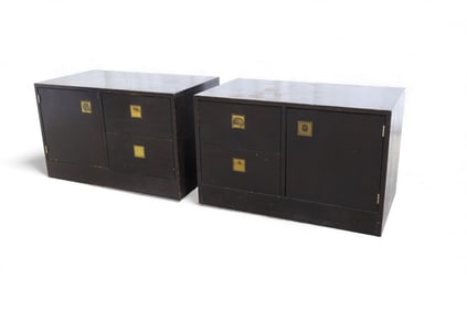 Milo Baughman Stained Wood Night Stands - Pair