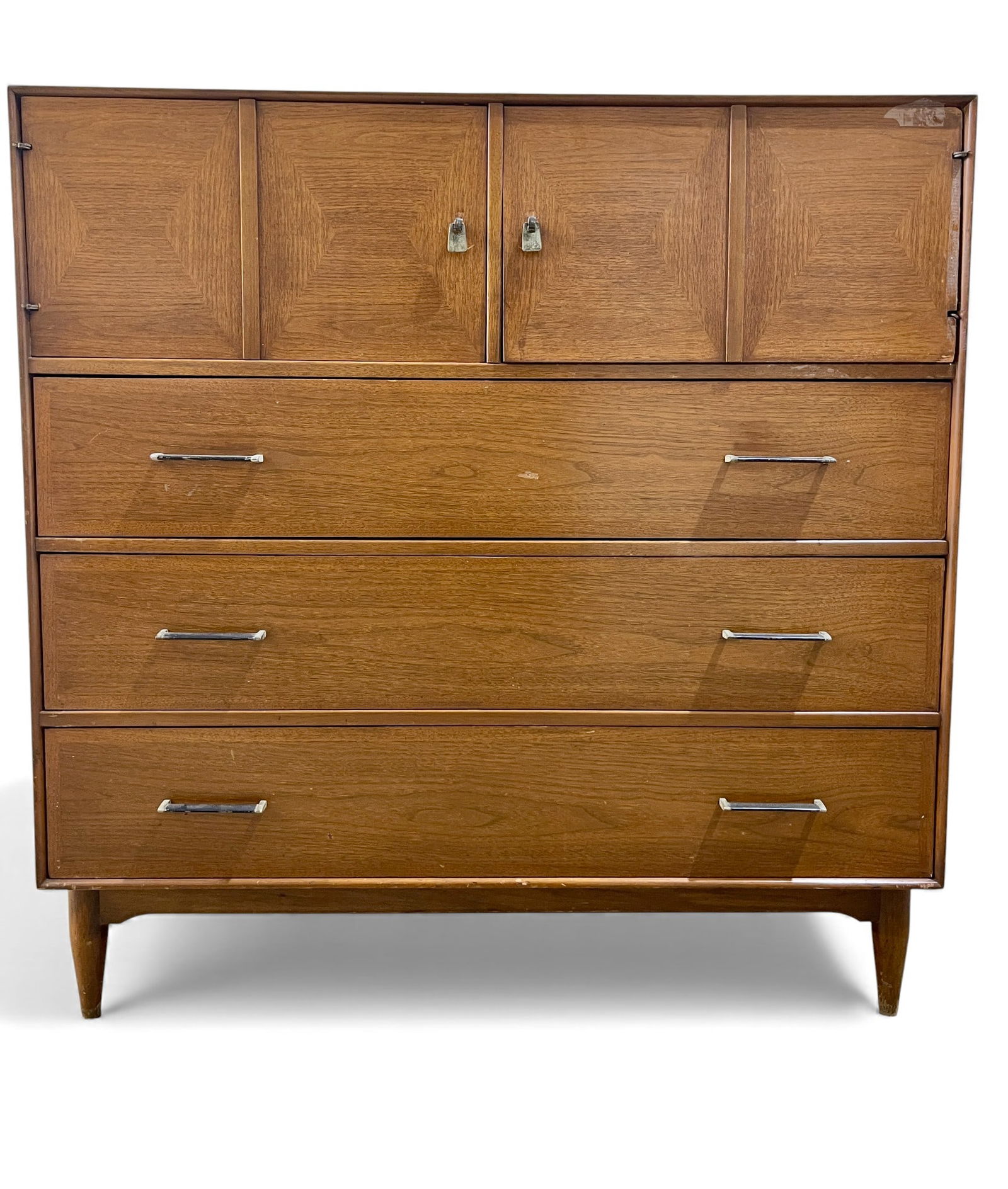 Ramseur Walnut Mid Century High Chest: A Ramseur Walnut Mid Century High Chest