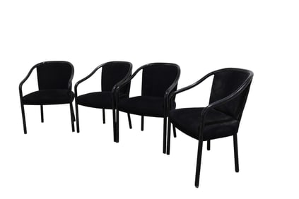 Ward Bennett Black Mohair Arm Chairs - 4