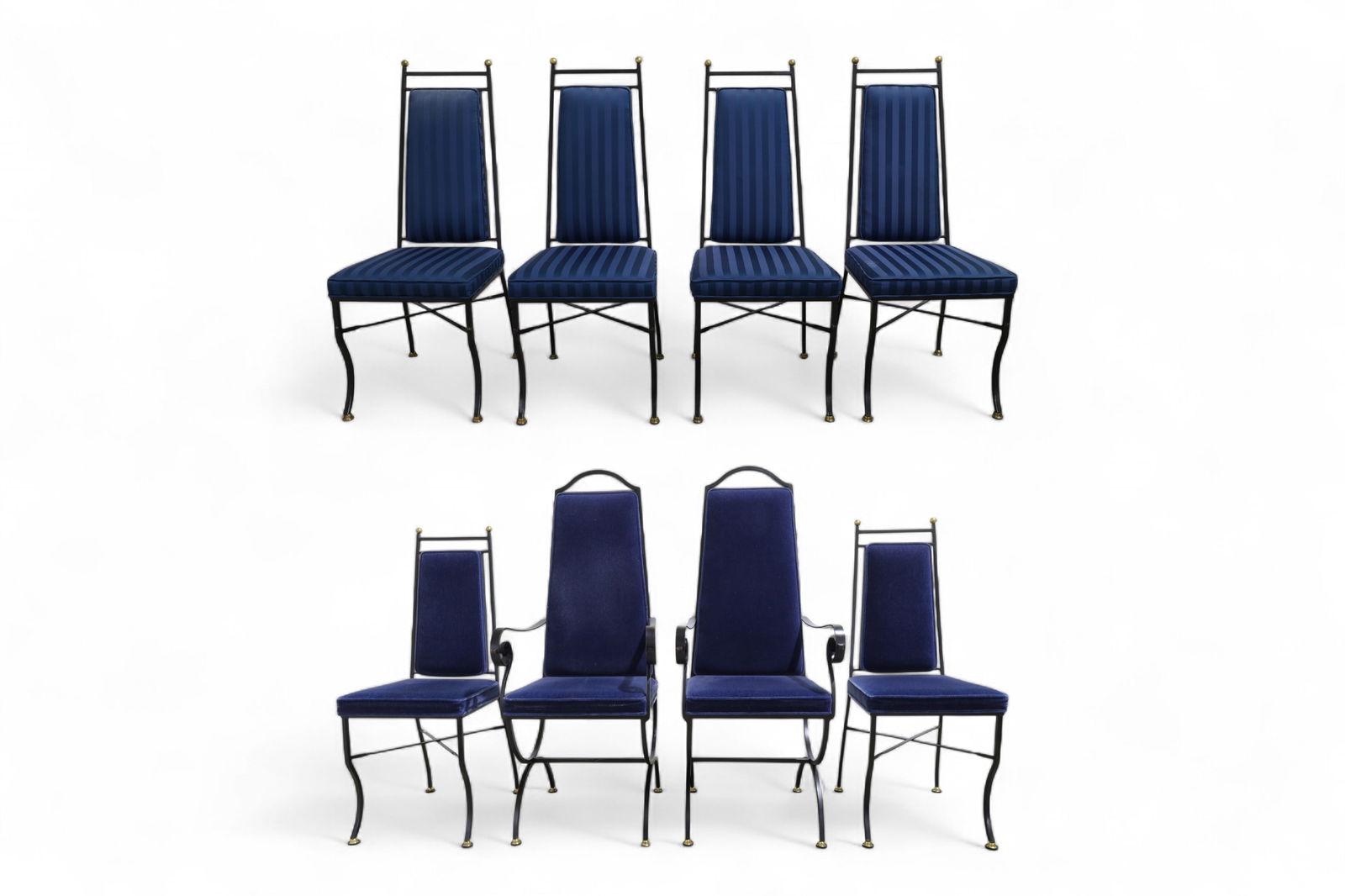 Wrought Iron & Brass Dining Chairs - 8 (1 of 15)