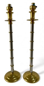 Chrome & Brass Table Lamps by Maitland Smith Pair