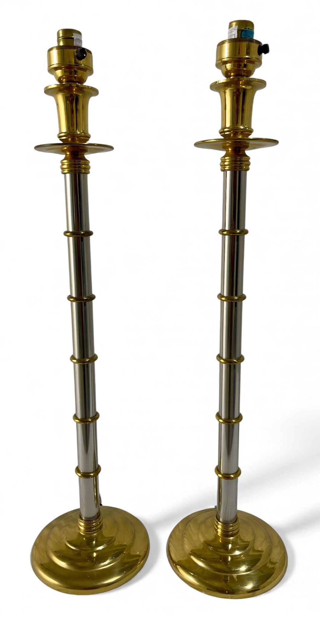 Chrome & Brass Table Lamps by Maitland Smith Pair (1 of 10)