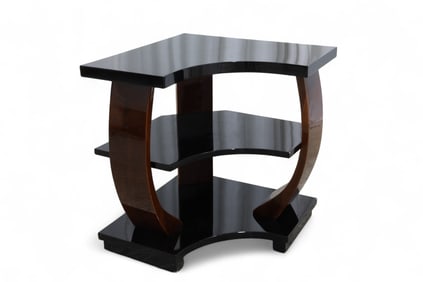 Mid Century Black & Wood Side Table