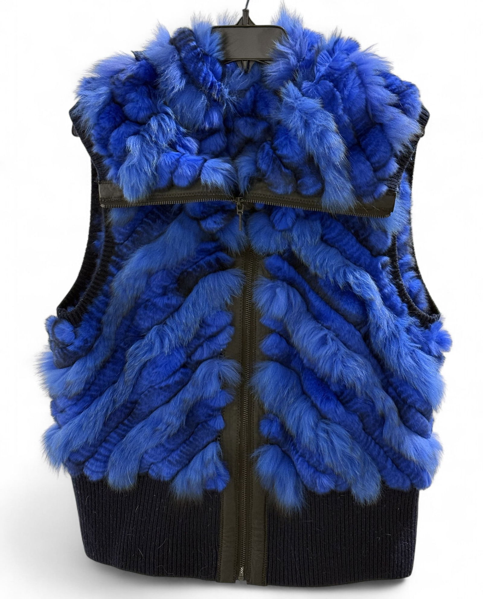 Blue Dyed Rabbit Fur Vest (1 of 14)
