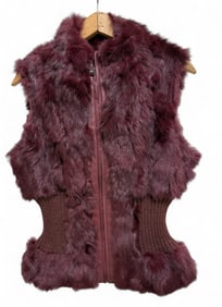Belle Fare Purple Rabbit Fur Vest