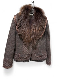 Neiman Marcus Tweed & Raccoon fur Blazer