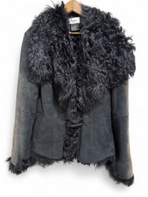 Neiman Marcus Suede & Lambs Wool Coat