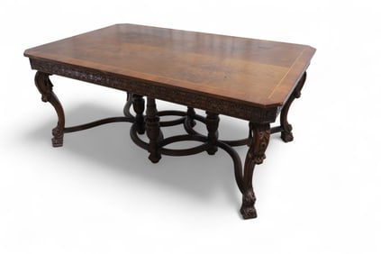 Carved Walnut Antique Dining Table