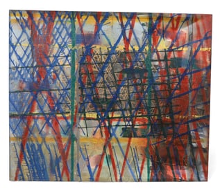 Large Mid Century Abstract Oil on Canvas