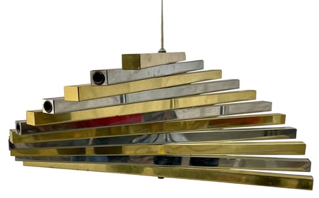 Gaetano Sciolari Spiral Brass & Chrome Chandelier
