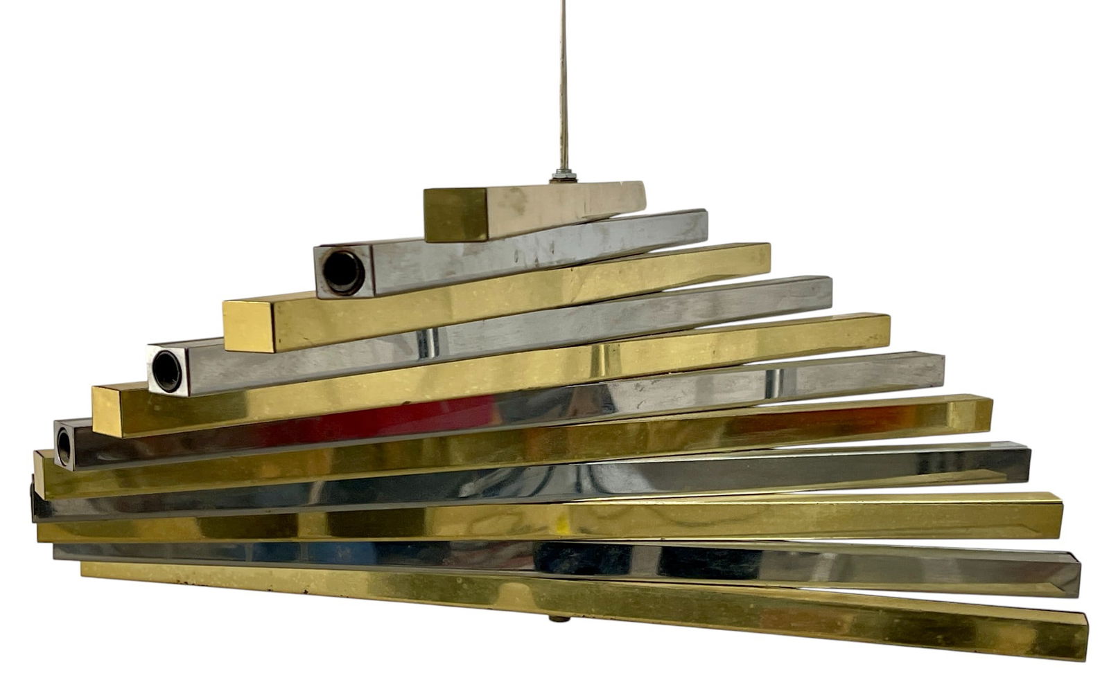 Gaetano Sciolari Spiral Brass & Chrome Chandelier (1 of 14)