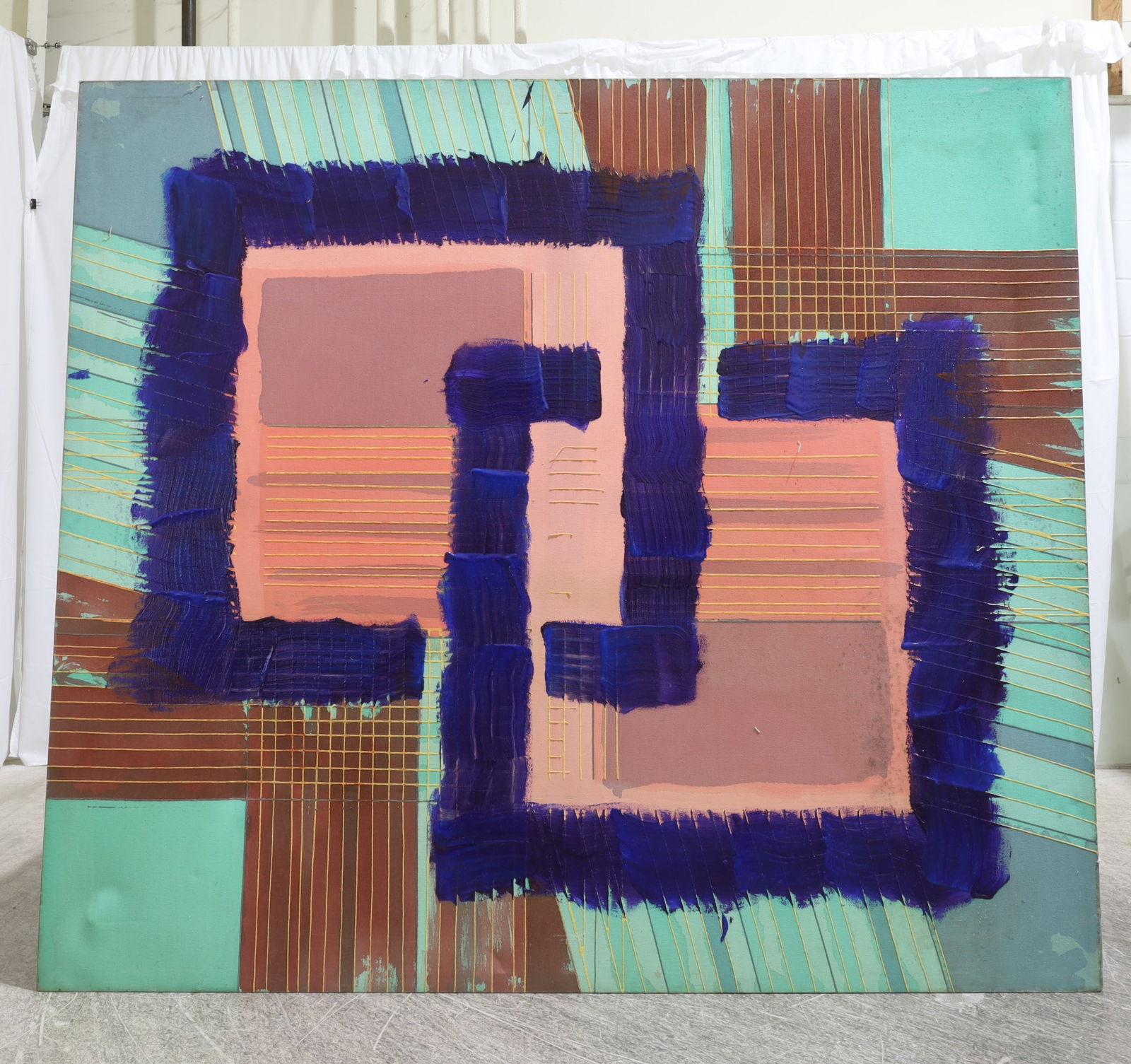 Large Mid Century Abstract Oil on Canvas (1 of 8)