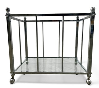 Chrome & Glass Rolling Magazine Rack