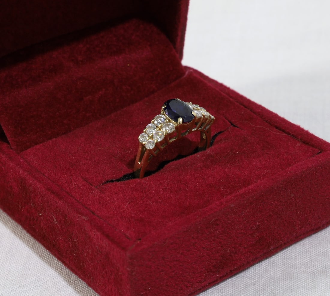 14k Yellow Gold and Blue Stone Ring (1 of 9)