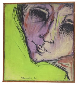 1970's Signed Abstract Oil on Canvas