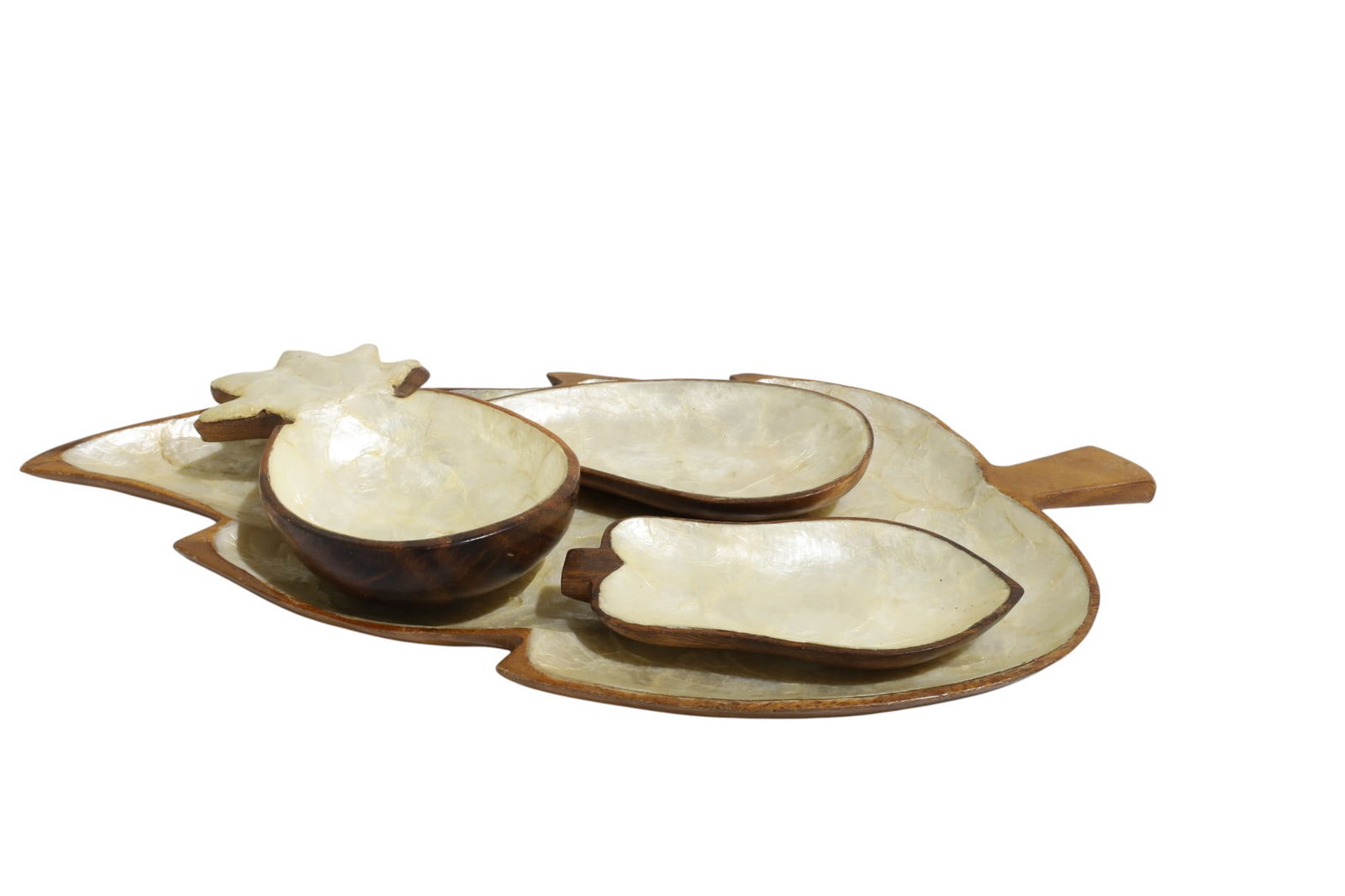 Teak & Mother of Pearl Serving Set - 4 Pc (1 of 9)
