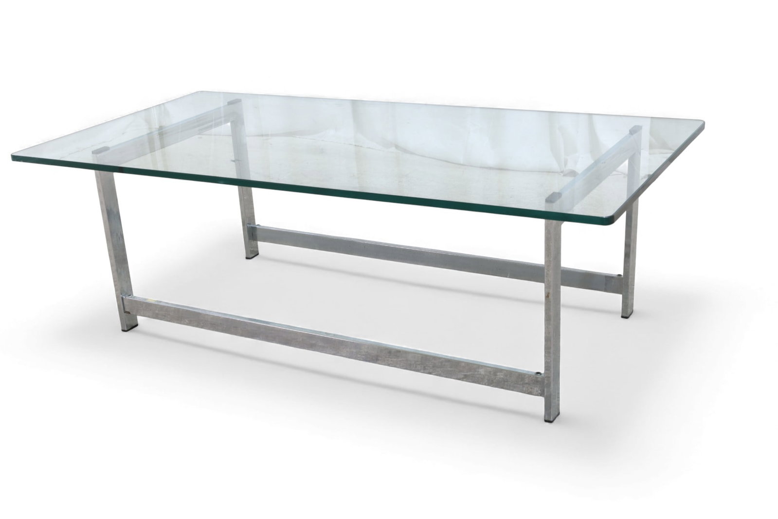 Chrome and Glass Coffee Table: A glass top coffee table wiht chrome base