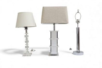 Lucite, Glass & Chrome Lamps - 3