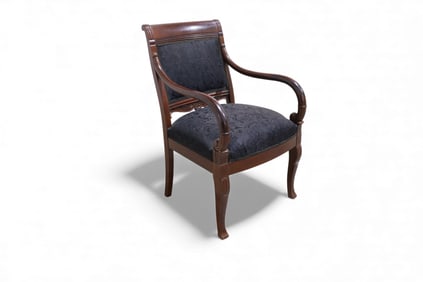 Empire Style Carved Mahogany Arm Chair