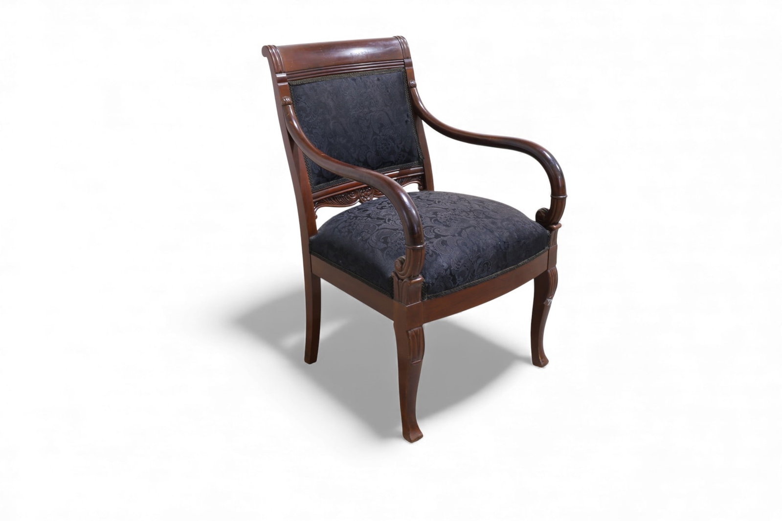 Empire Style Carved Mahogany Arm Chair: An Empire Style Carved Mahogany Arm Chair Seat Height:18