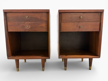 John Stuart Walnut End Stands & Headboard