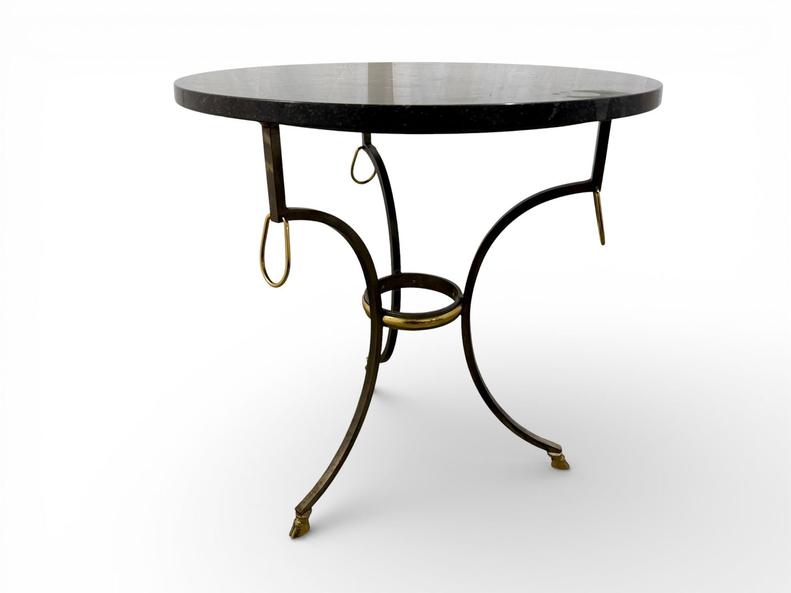 Steel & Brass Marble Top Gueridon Table (1 of 8)