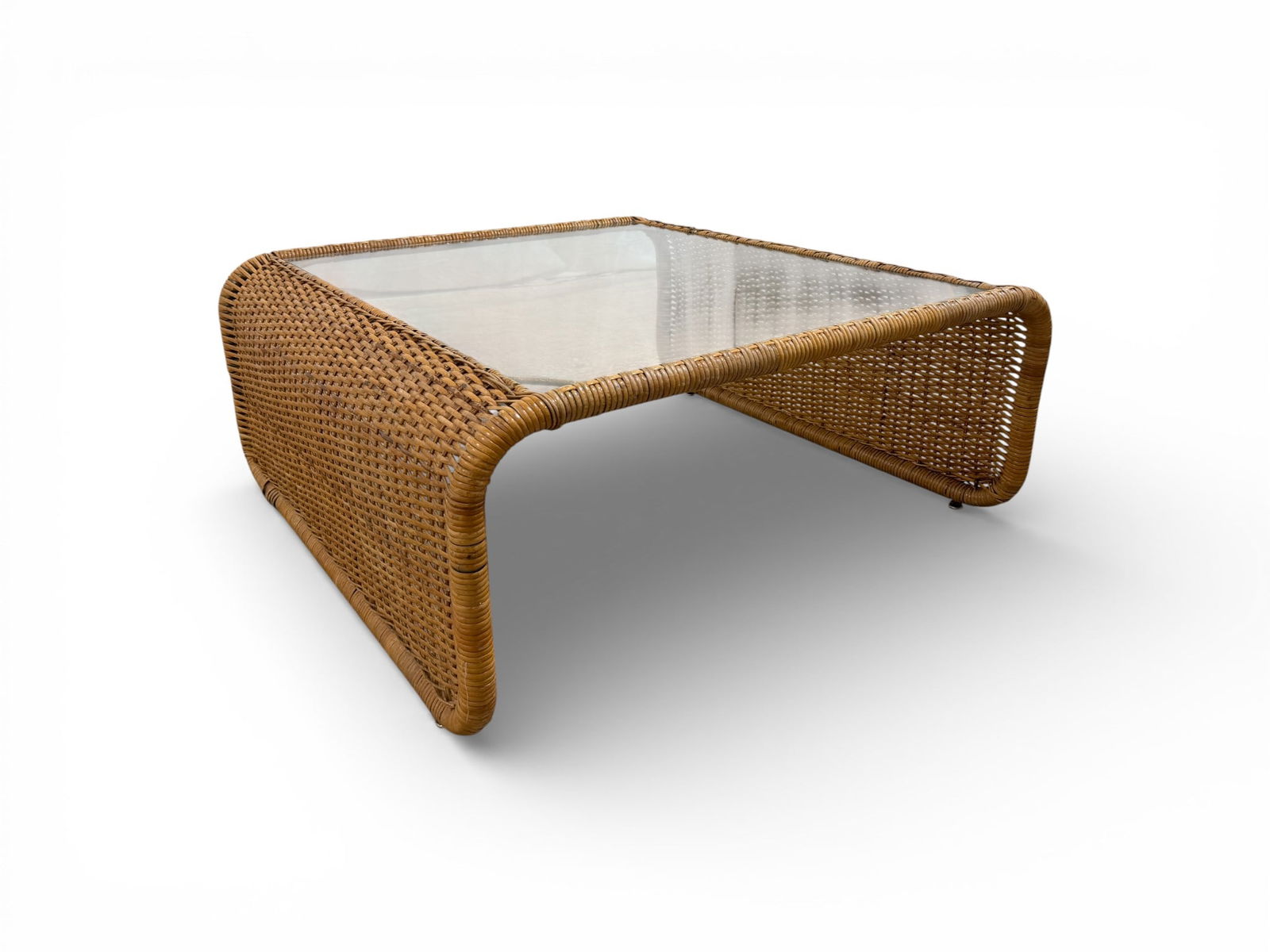 Wicker & Glass Waterfall Coffee Table (1 of 12)