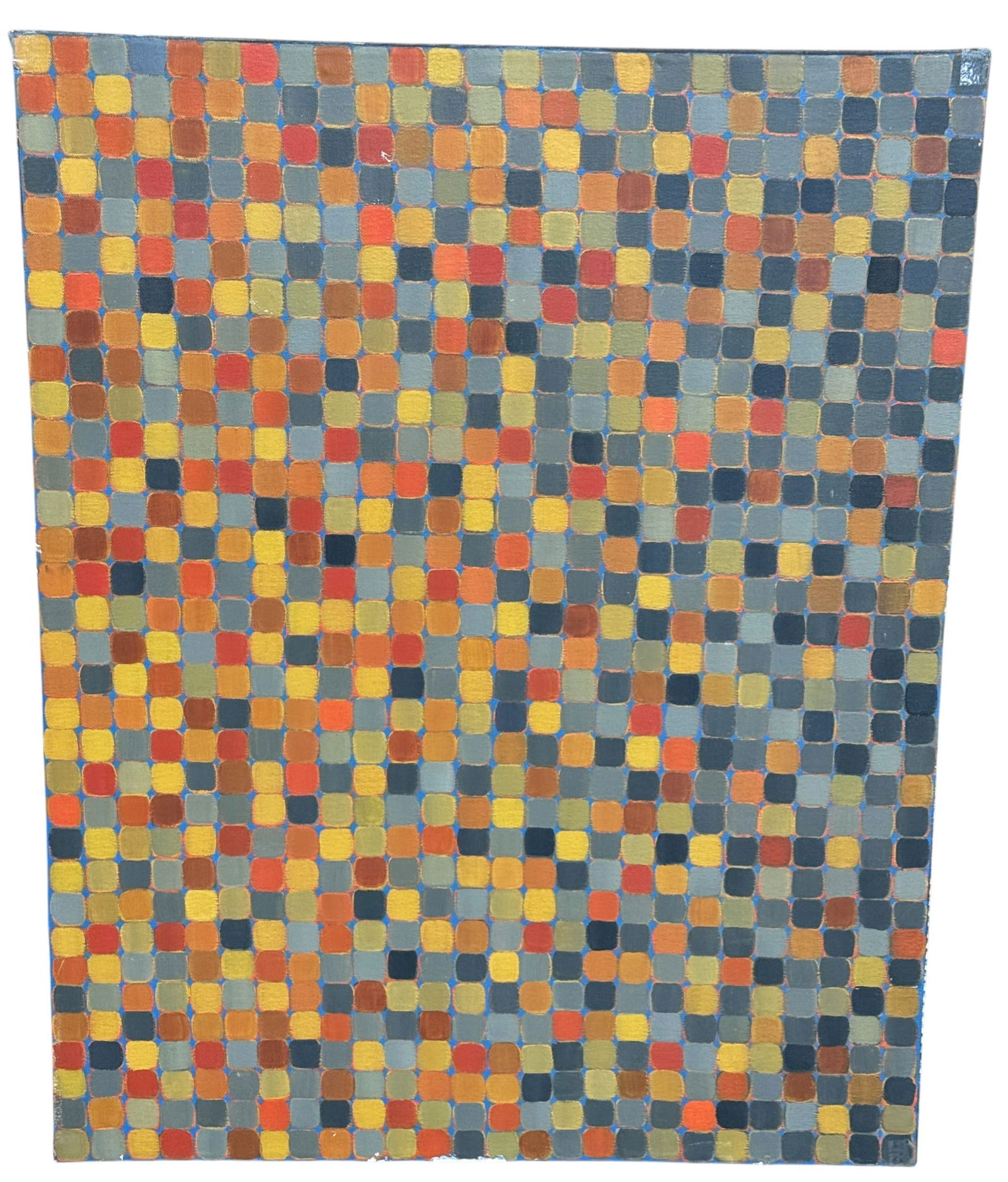 Signed Say Kakuma Oil on Canvas: A signed Say Kakuma abstract oil on canvas from the 2006 tile works series Dimensions: H:30" W:24" D:1"