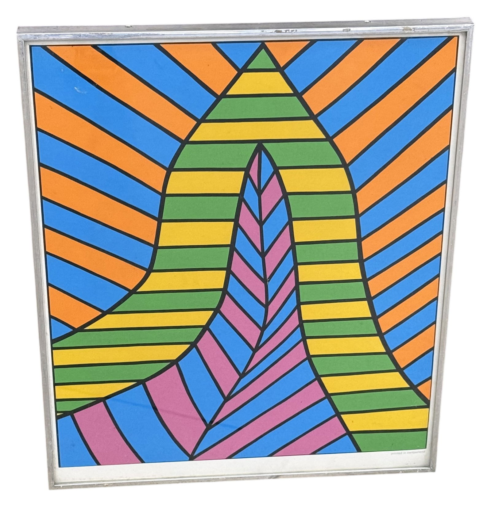 Vintage Nicholas Krushenick Poster: A Vintage Nicholas Krushenick pop art poster, marked Printed in Switzerland Dimensions: H:23" W:19" D:1"