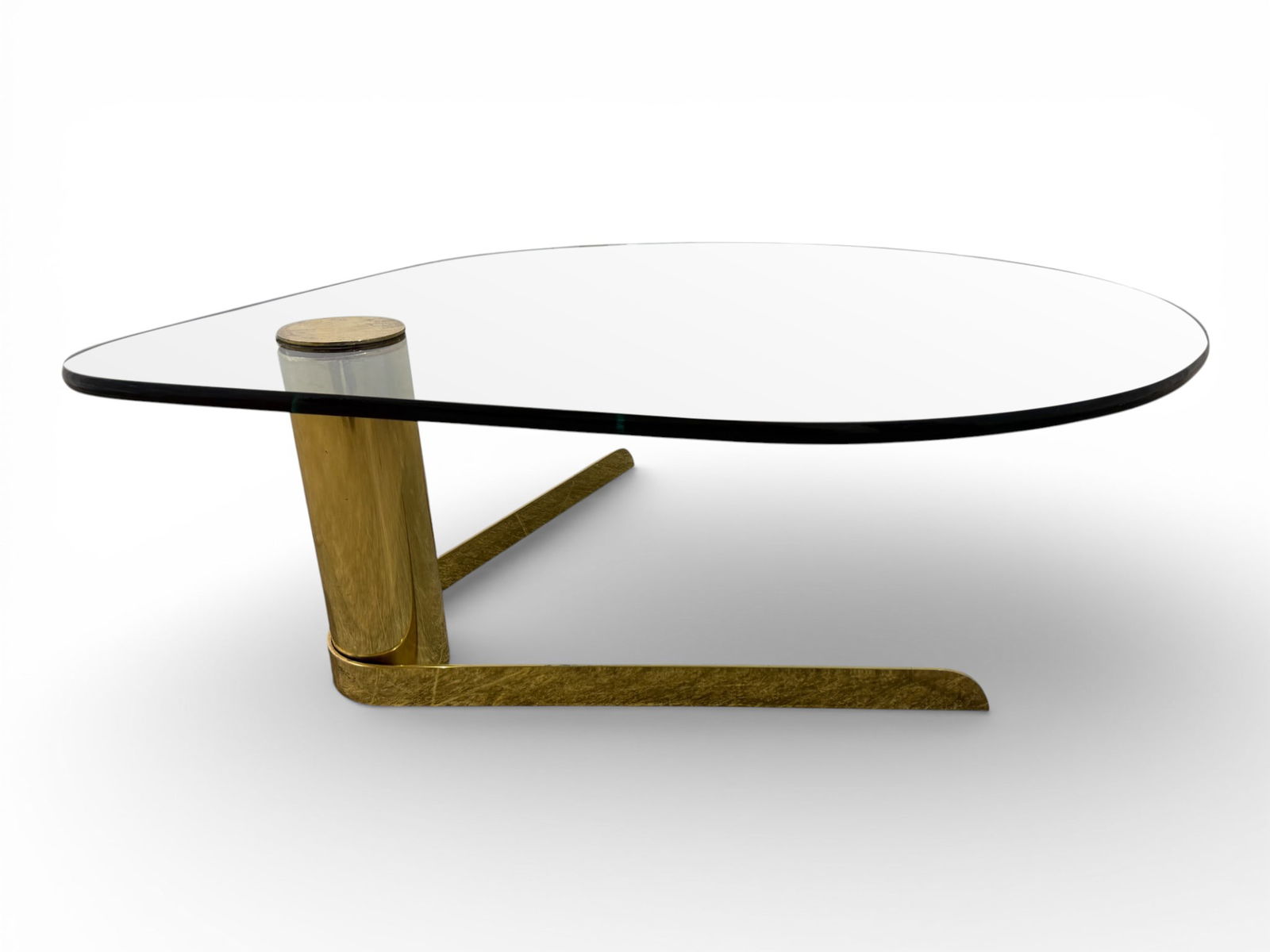 Pace Collection Brass & Glass Wedge Coffee Table (1 of 14)