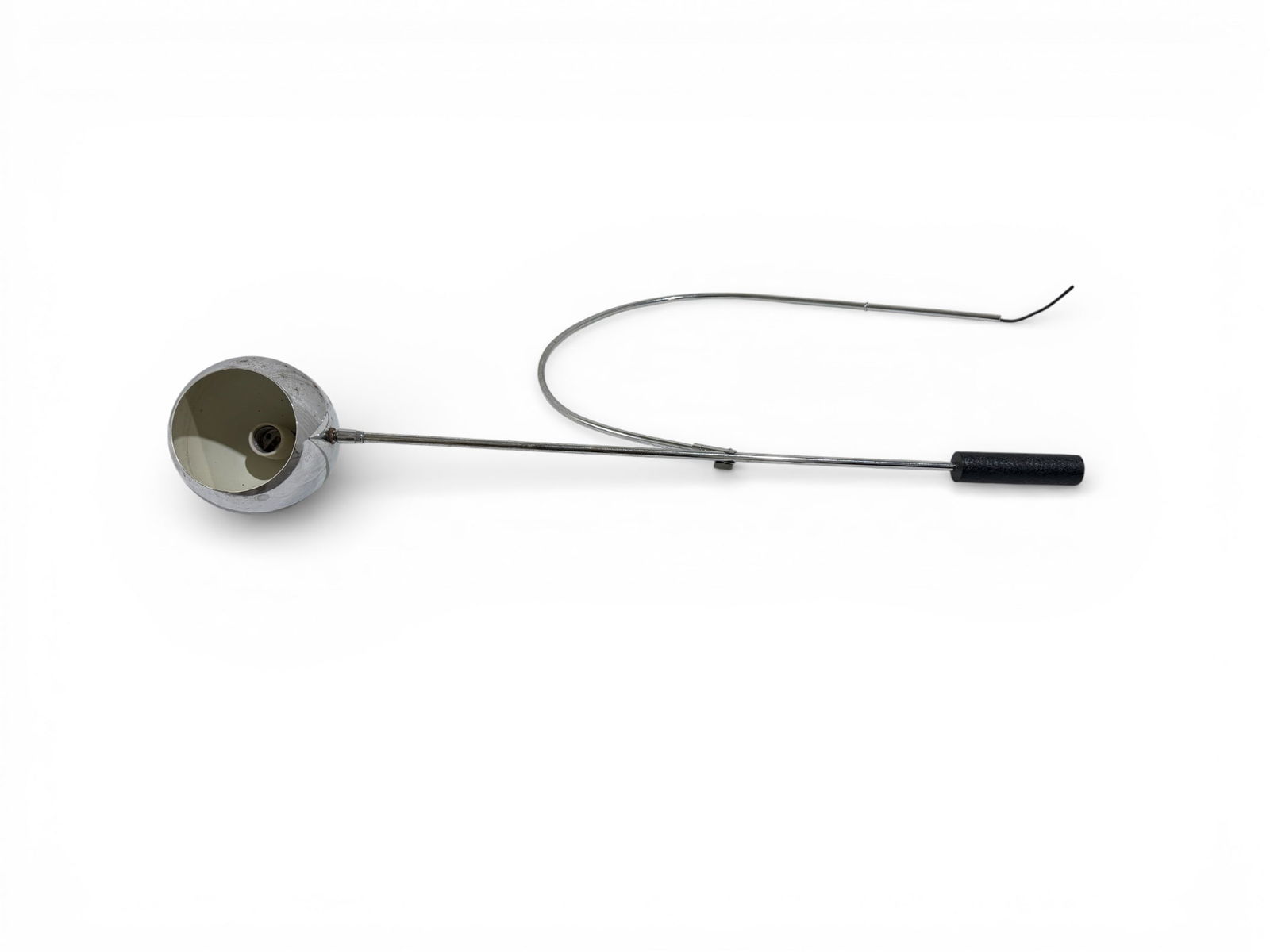 Robert Sonneman Orbiter Wall Sconce: A Robert Sonneman chrome orbiter wall sconce with spherical shade & an adjustable arm Dimensions: H:35 " L: " D:"