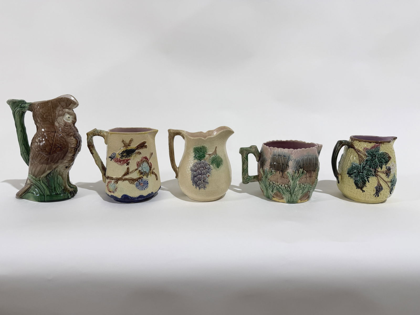 5 Vintage Majolica Pitchers (1 of 8)