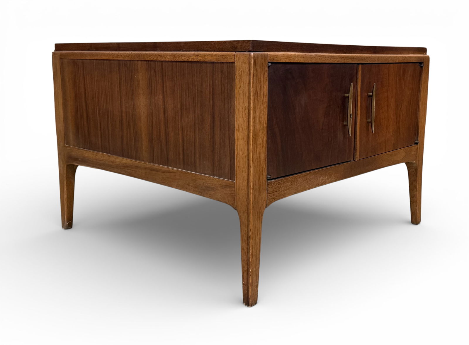 Lane Rhythm End Table: A Lane Rhythm end table with interior storage behind cabinet doors Dimensions: H:20" W:28" D:28"