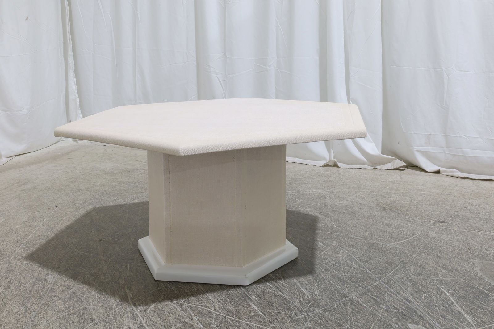 Linen Wrapped Octagonal Side Table - 2