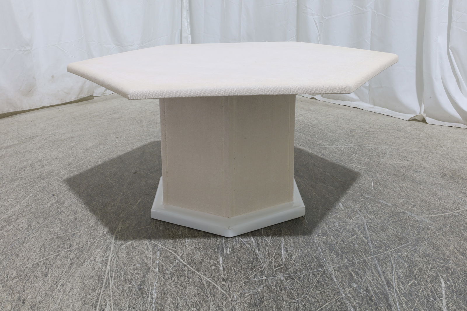 Linen Wrapped Octagonal Side Table - 5