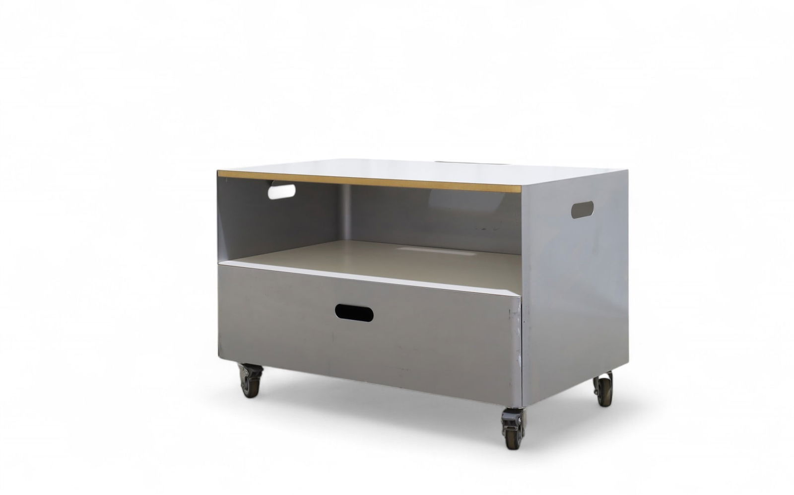 Cassina Italy Rolling Nightstand: A contemporary Cassina Italy Rolling Nightstand. 20" H x31.5" W x 19" D