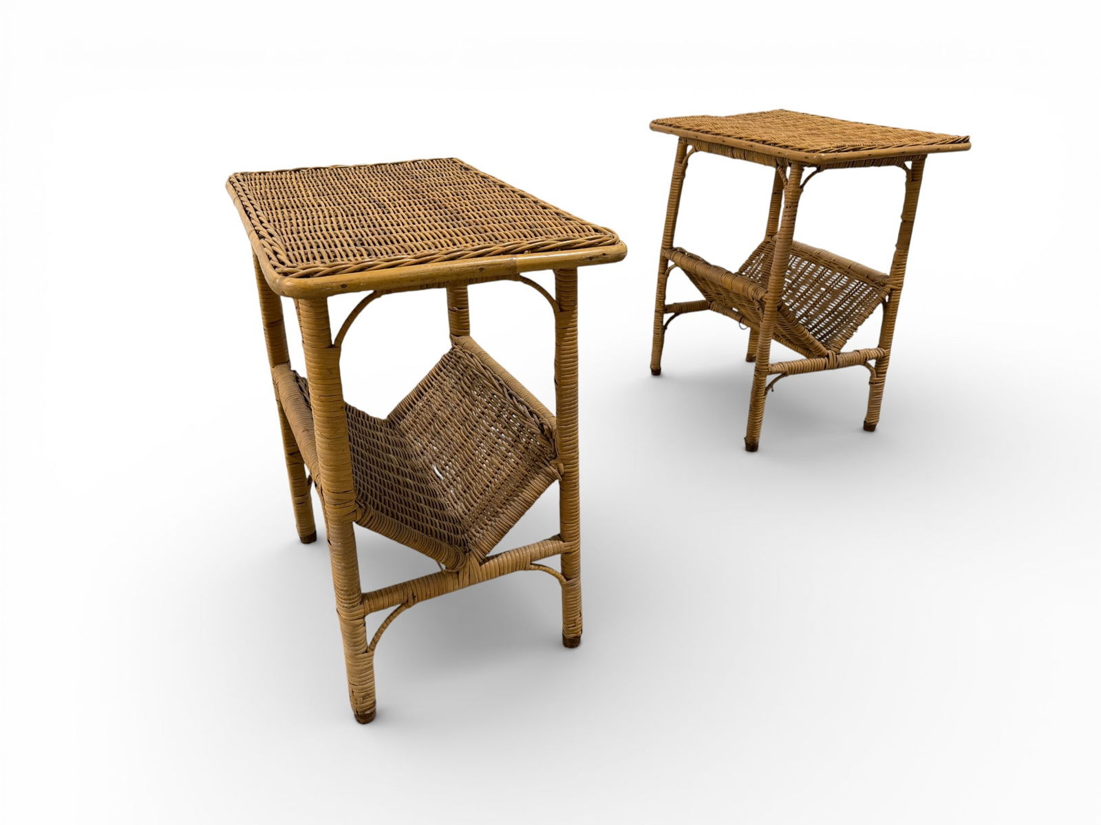 Wicker End Tables with Magazine Racks - Pair (1 of 6)