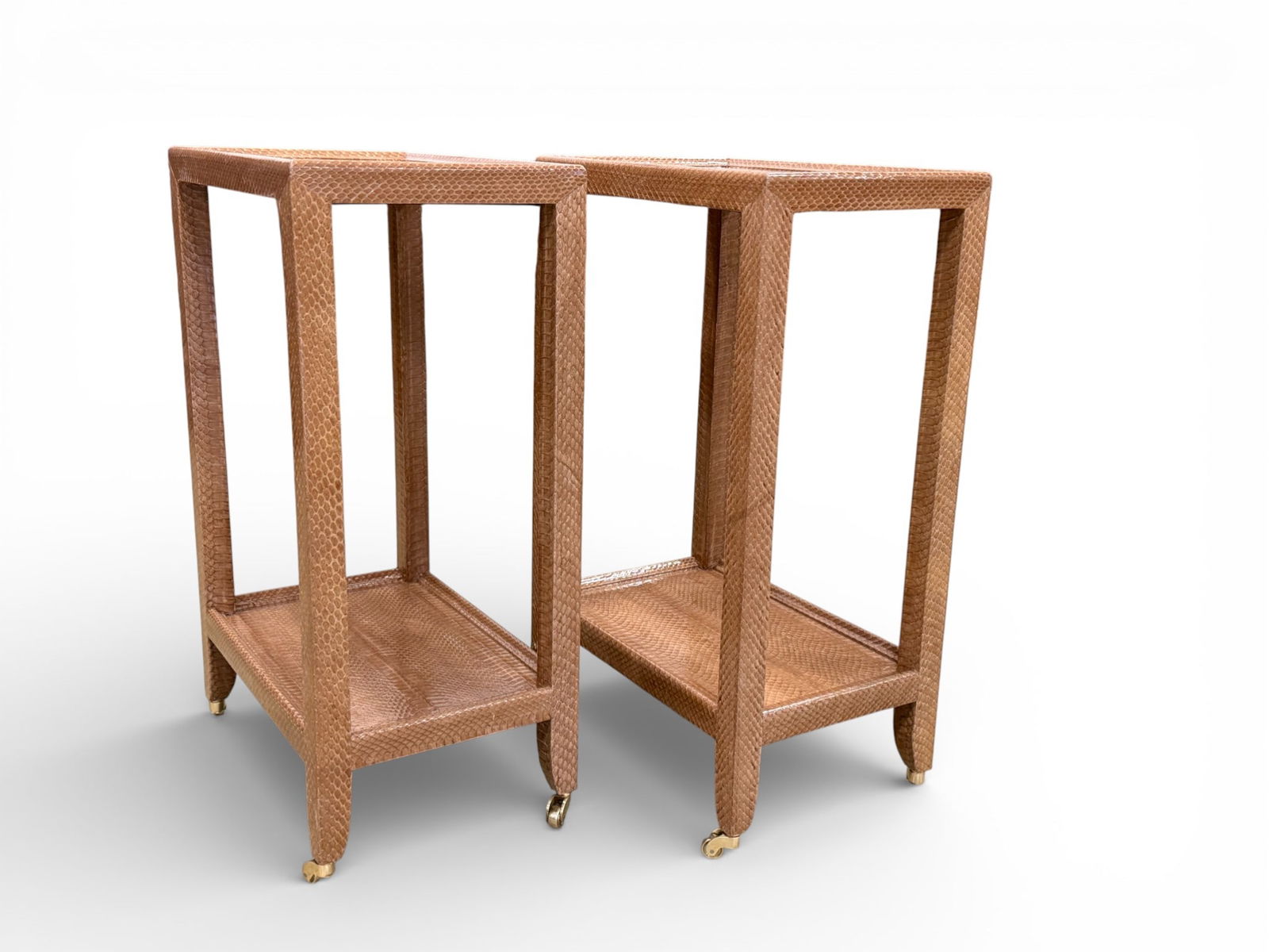 Karl Springer Snakeskin Telephone Tables - Pair (1 of 16)