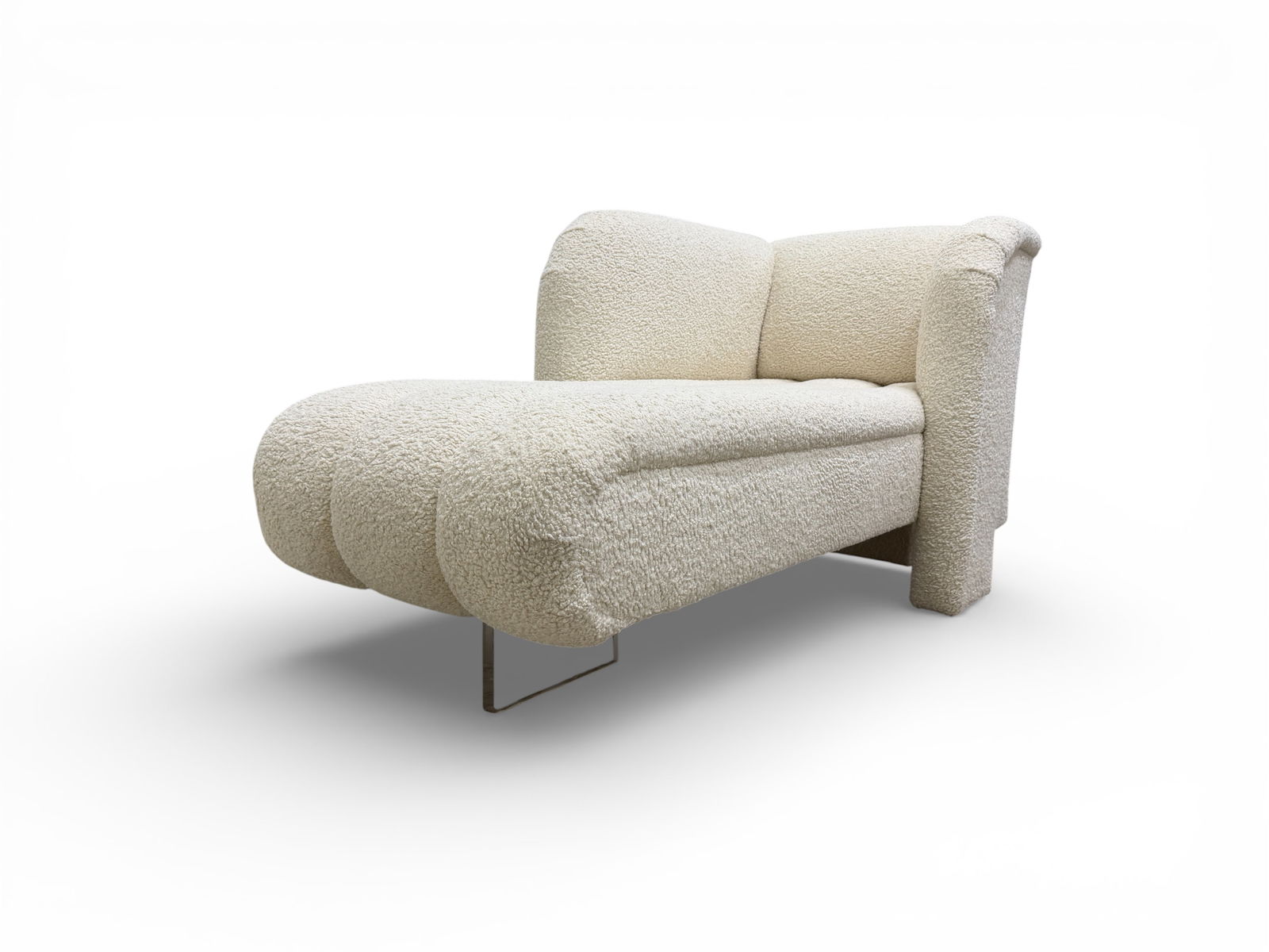 Vladimir Kagan Style Lucite Chair: A Vladimir Kagan style chair with Lucite legs Dimensions: H:35" W:68" D:34" Seat Height:20