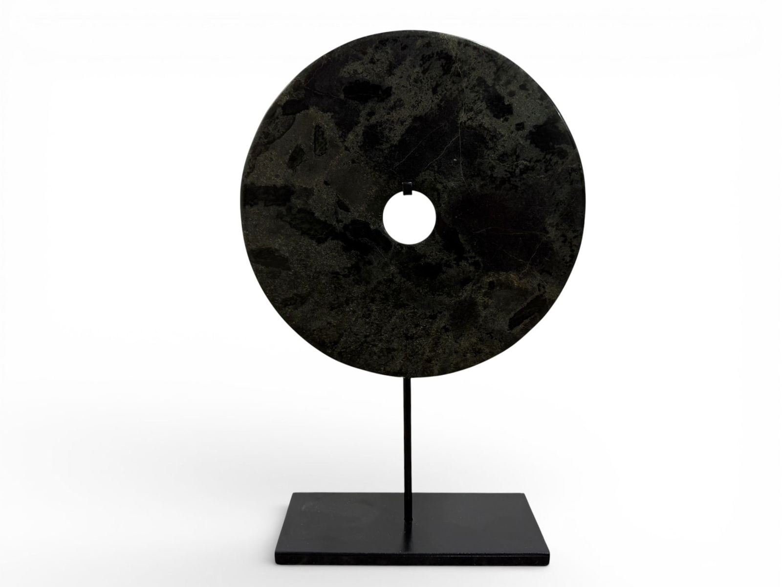 Black Metal Stone Disk Sculpture (1 of 10)