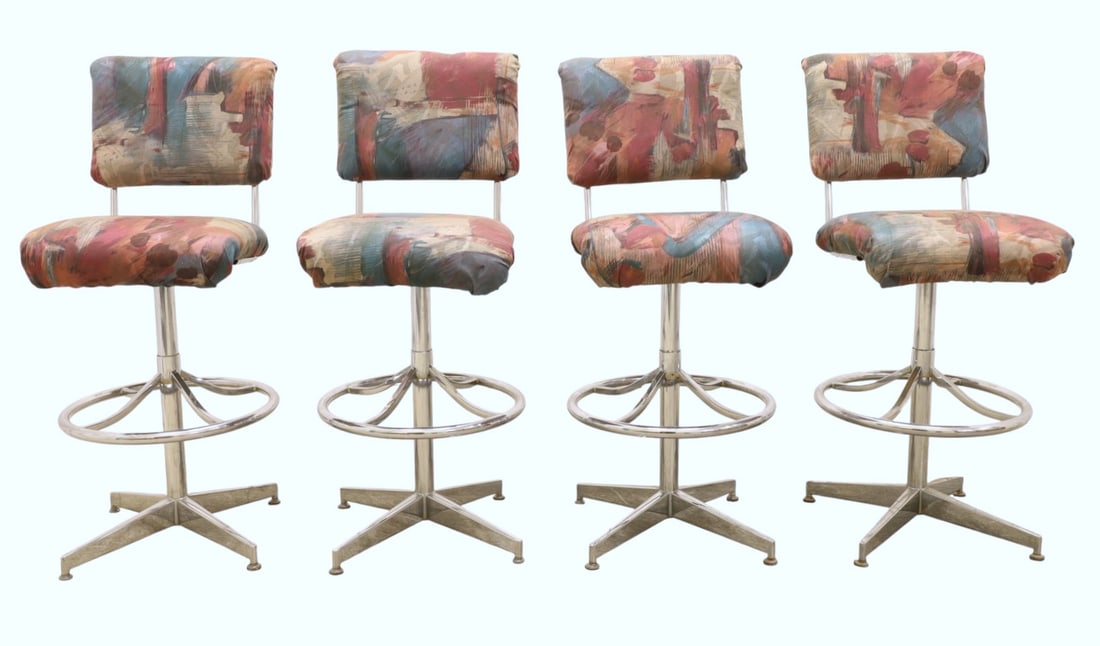 Chrome Upholstered Swivel Bar Stools- 4 (1 of 11)