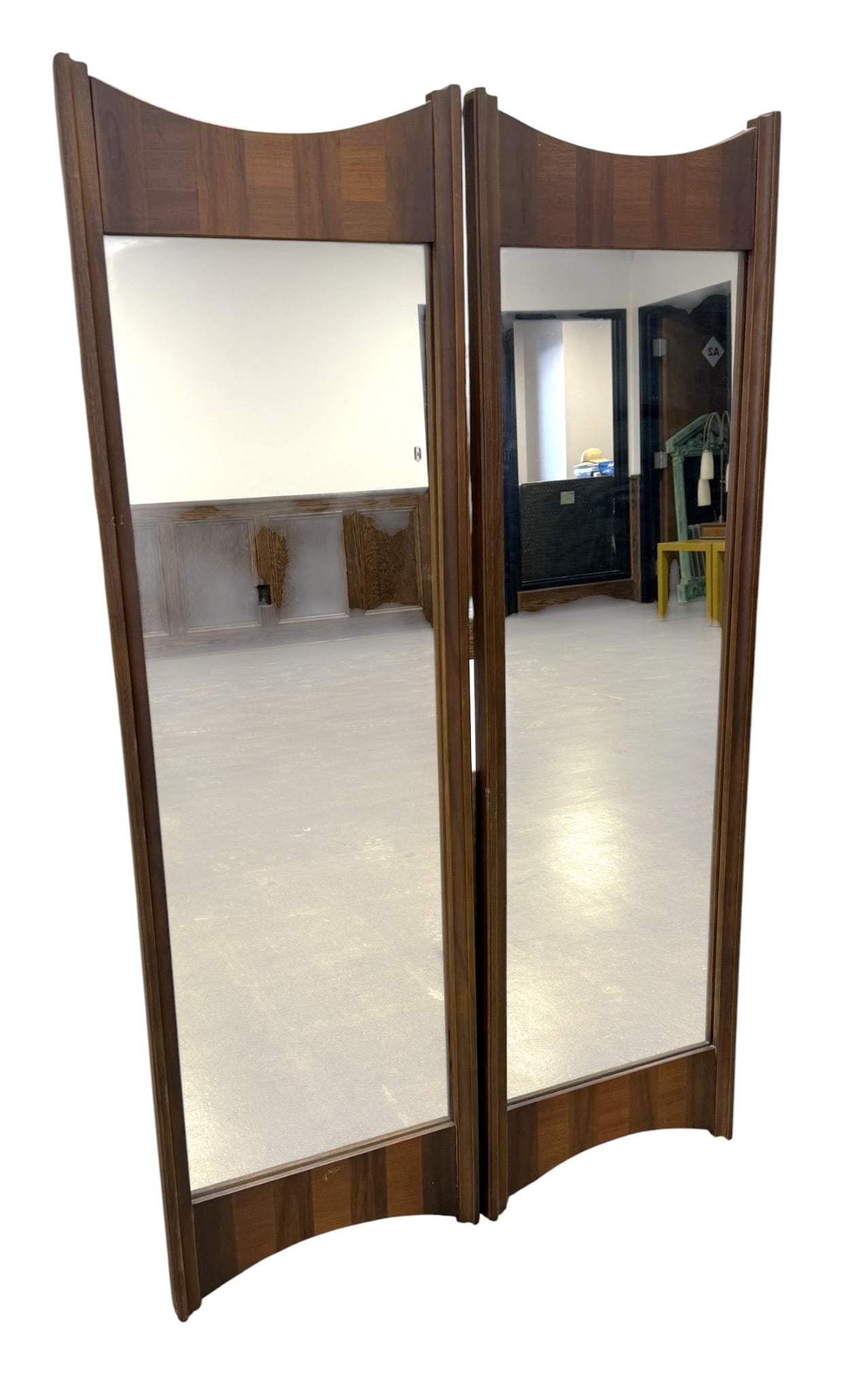 Sculpted Walnut Mirrors - Pair (1 of 9)