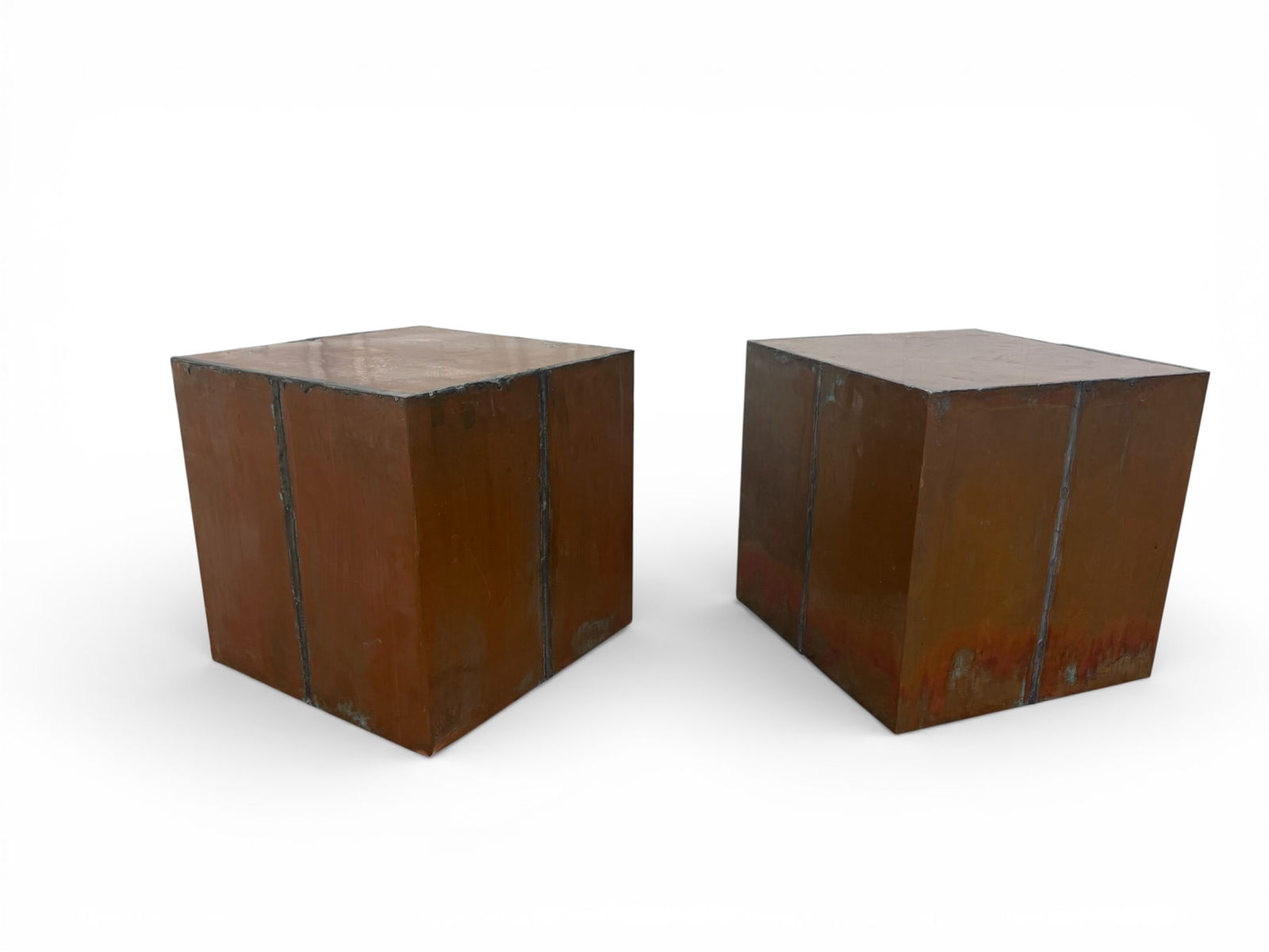 Brutalist Copper Cubes - Pair - 2
