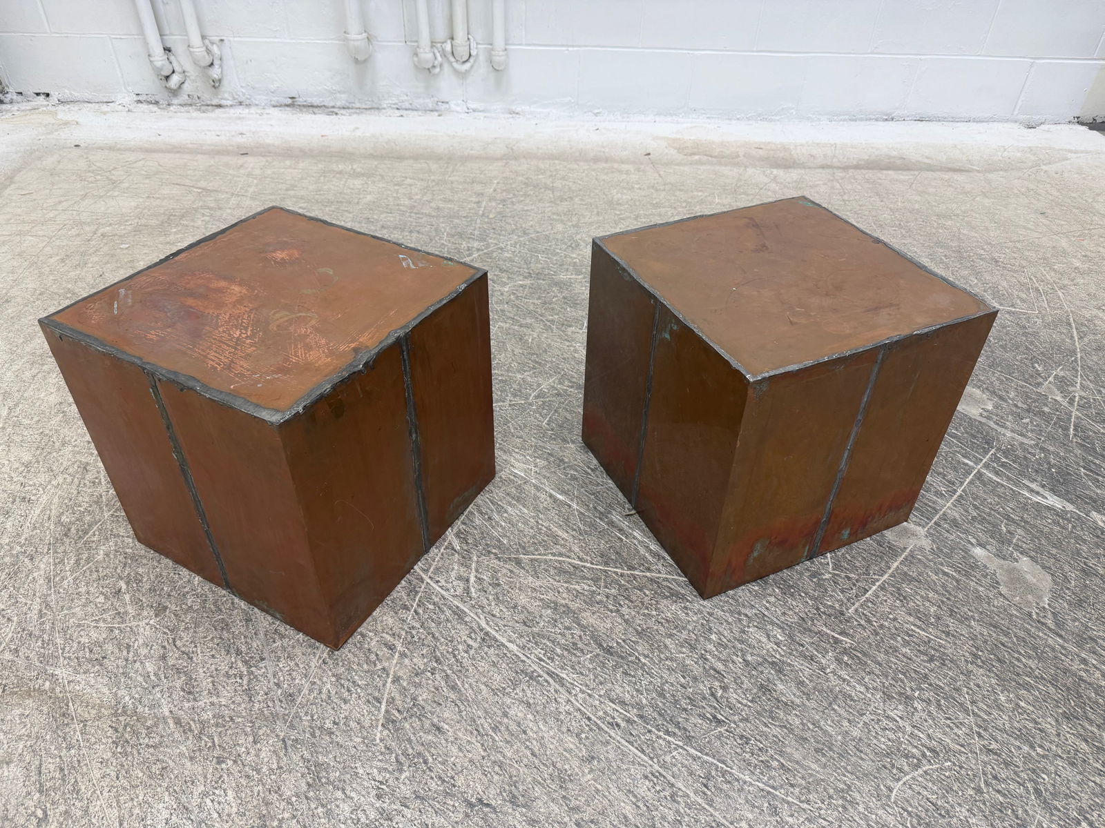 Brutalist Copper Cubes - Pair - 3